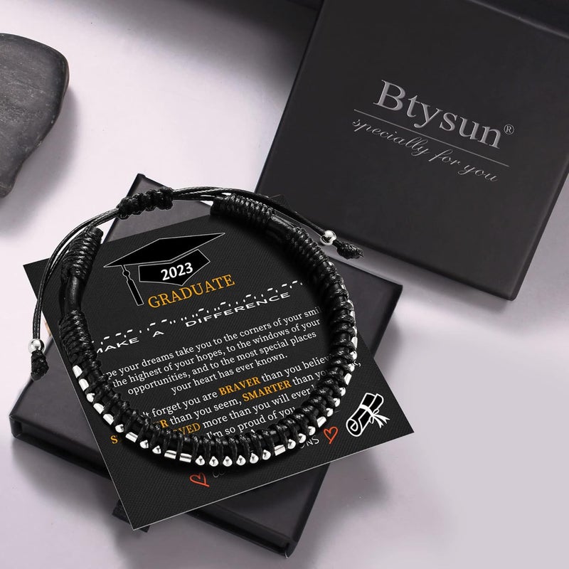 Btysun Valentines Day Gifts for Him Boyfriend Morse Code Bracelets for Men Husband Mens Bracelets Graduation Gifts for Him Fathers Day Adjustable Leather Bracelet Motivational Birthday Annivesary Jewelry Stocking Stuffers - Image 5